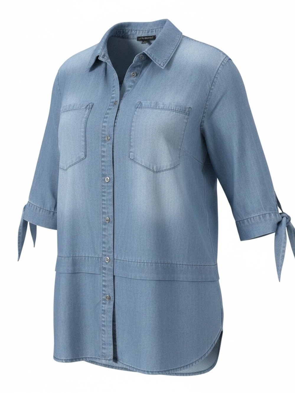 Lane Bryant Light Wash Chambray Tie-Sleeve Button Down Tunic - Size 22/24